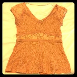 Free people peach crochet top